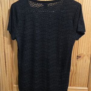Ann Taylor Black Patterned Short Sleeve Tee